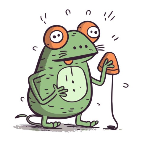 Frog with ice cream. Vector illustration of a funny frog.