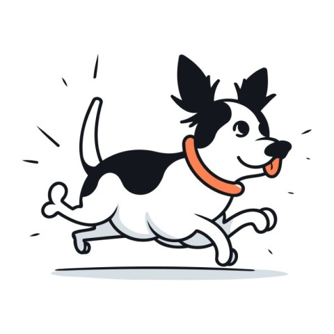 Cartoon dog running. Vector illustration of a funny dog running.