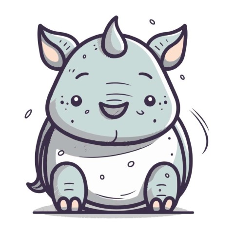 Cute cartoon rhinoceros. Vector illustration for your design