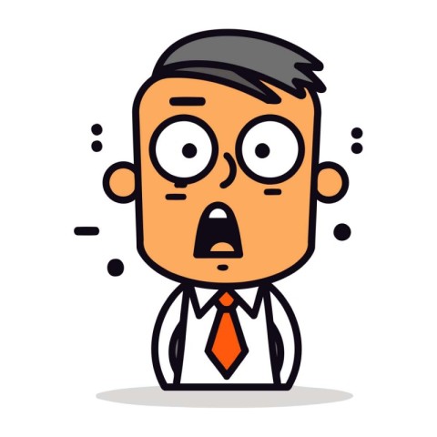 Angry boss cartoon character vector illustration. Businessman wi