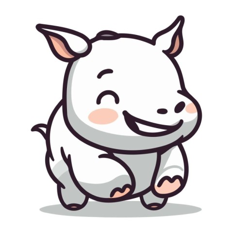 Cute cartoon rhinoceros character. Vector illustration isolated