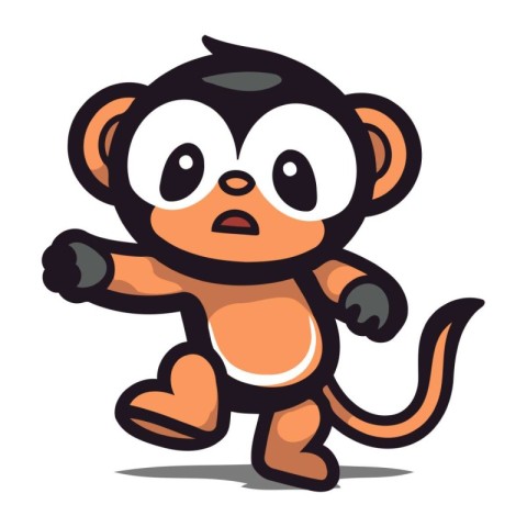 Cute monkey cartoon isolated on a white background. Vector illus