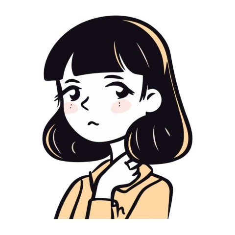 Illustration of a young woman with a sad expression on her face