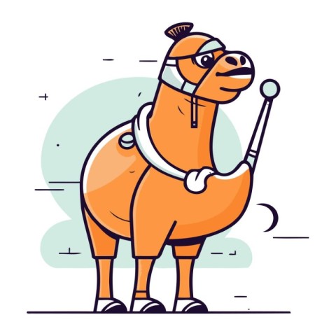 Camel. Vector illustration in flat linear style. Cute cartoon ch