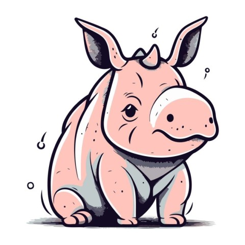 Cute cartoon hippo. Vector illustration of a funny animal.