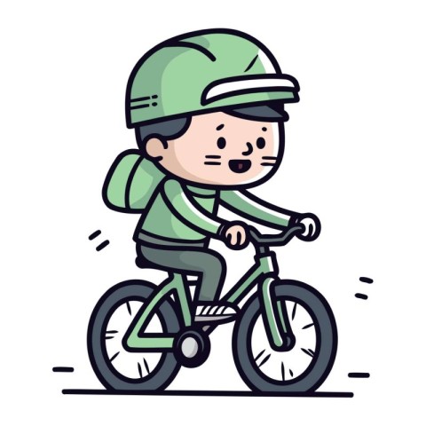 Cute boy riding a bicycle. Vector illustration in cartoon style.