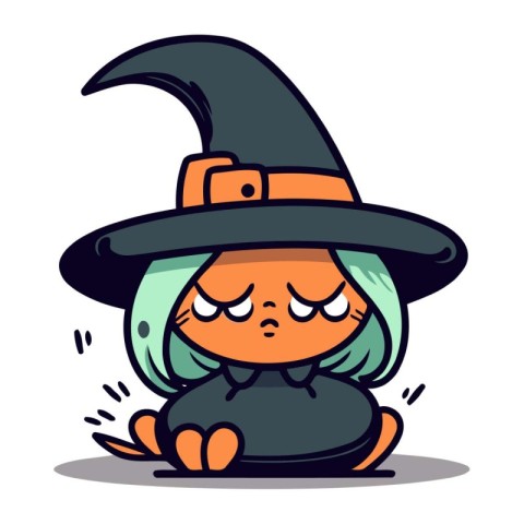 Cute Cartoon Witch Girl Vector Illustration. Halloween Character