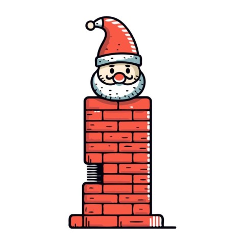 Santa Claus standing on a chimney. Vector illustration in cartoo