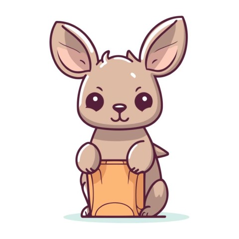 Cute kawaii bunny. Vector illustration of a cute little bunny.