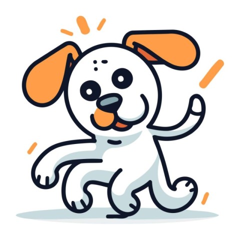 Cute cartoon dog running. Vector illustration in doodle style.