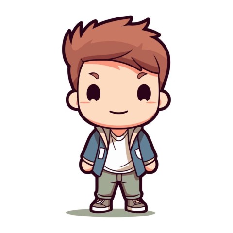 Boy Smiling   Cute Cartoon Vector Illustration