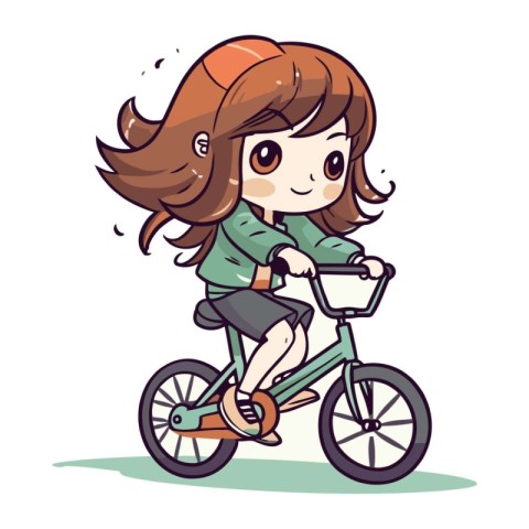 Girl riding a bicycle. Vector illustration of a girl riding a bi