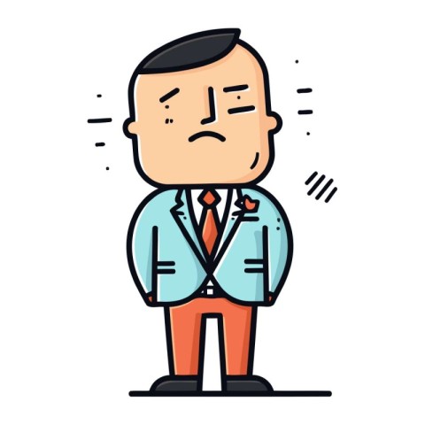 Businessman feeling sad. Vector illustration of sad businessman