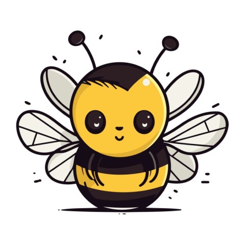 Cute bee cartoon vector illustration. Cute cartoon bee character