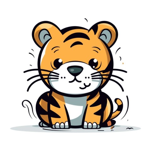 Cute cartoon tiger. Vector illustration. Isolated on white backg