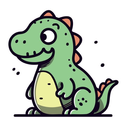 Cute cartoon dinosaur. Vector illustration isolated on a white b