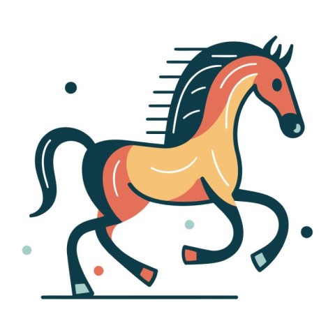 Vector illustration of horse. Isolated on a white background. Fl