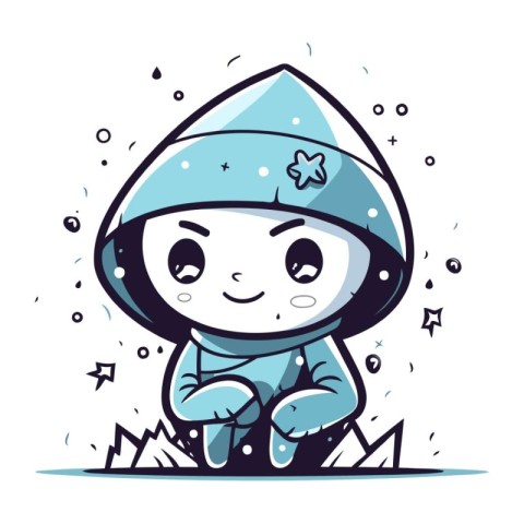 Cute astronaut in space suit. Vector illustration. Cartoon chara