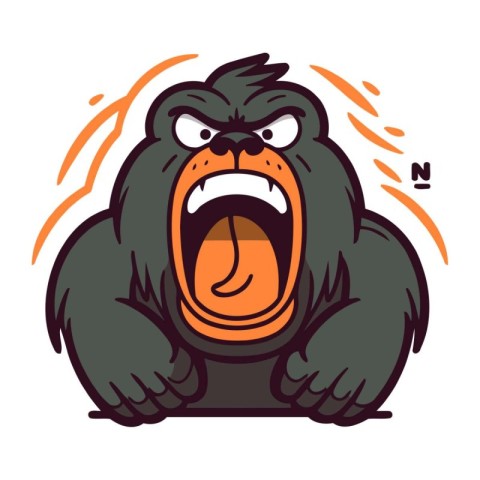 Angry gorilla. Vector illustration. Isolated on white background