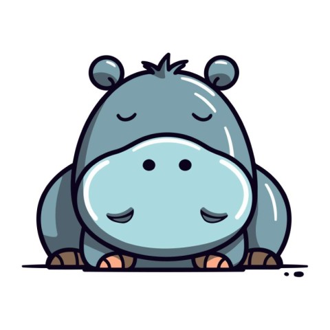 Cute hippo. Vector illustration of a cartoon hippopotamus.