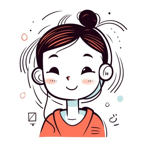 Cute little girl smiling and looking at camera. Vector illustrat