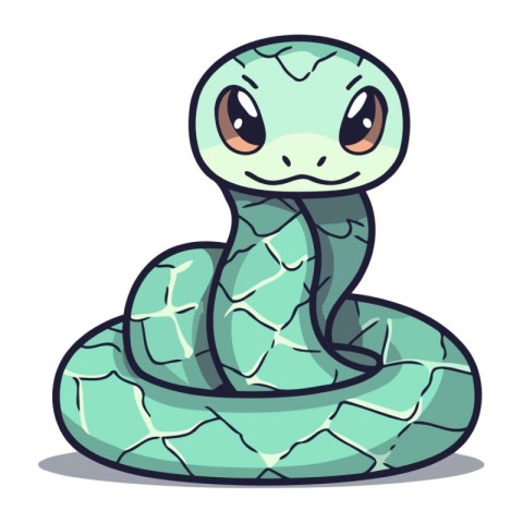 Cute cartoon snake isolated on a white background. Vector illust