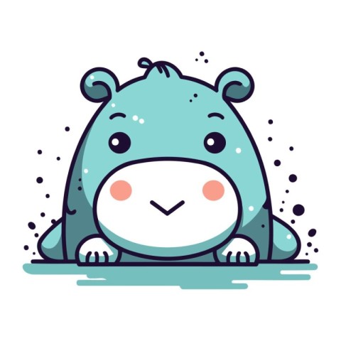 Cute cartoon hippo. Vector illustration of a funny hippo.