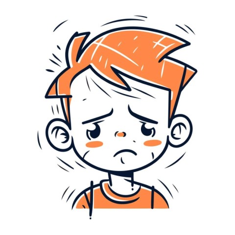 Angry little boy cartoon vector illustration. Emotional kid char