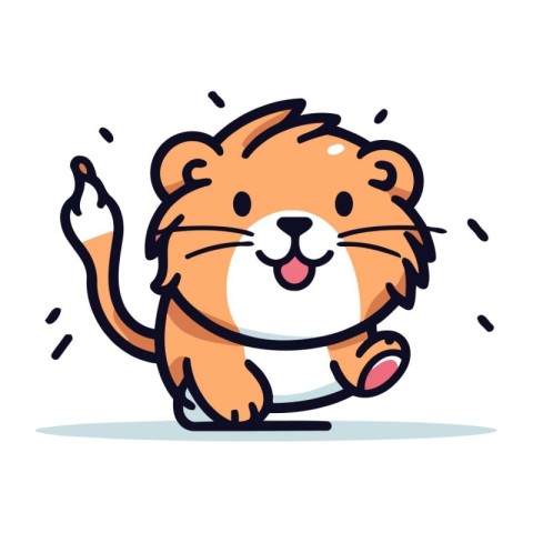 Cute cartoon lion. Vector illustration. Cute animal character.