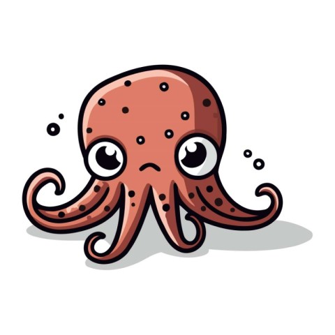 Cute octopus character isolated on white background. Vector illu