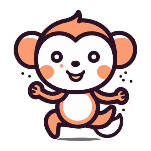 Monkey cartoon character vector illustration. Cute little monkey