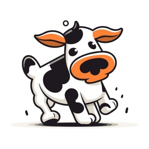 Vector illustration of a cute cartoon cow. isolated on white bac