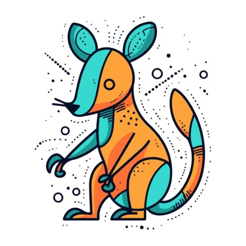 Cartoon kangaroo. Vector illustration of cute kangaroo.