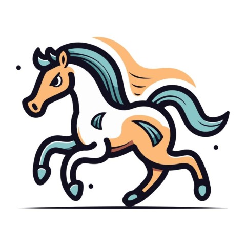 Running horse. Vector illustration on white background. Design e