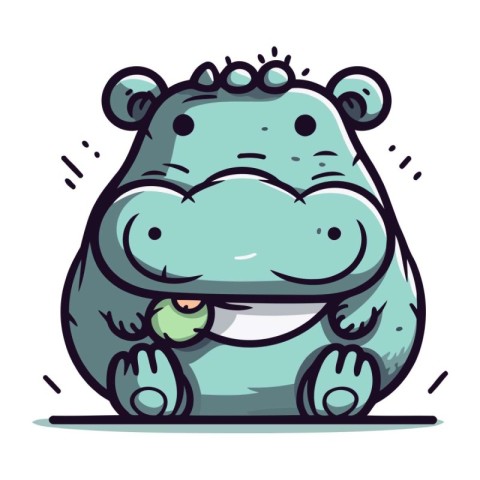 Cute hippopotamus. Vector illustration of cartoon hippo.