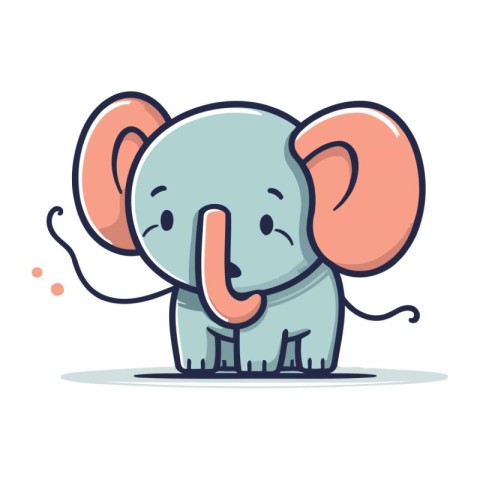 Cute cartoon elephant character. Vector illustration in a flat s