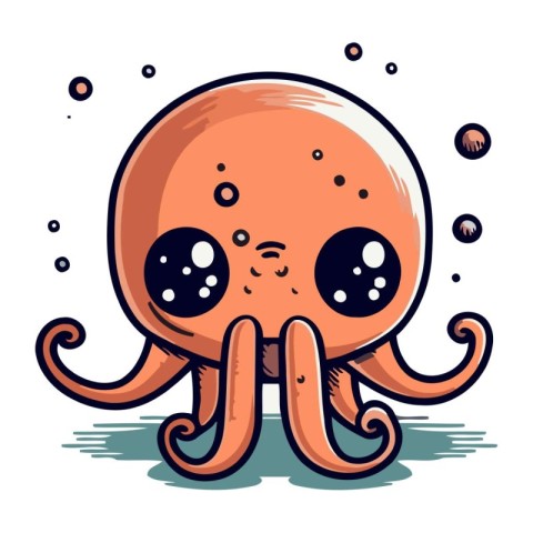 Cute cartoon octopus isolated on white background. Vector illust