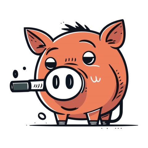 Piggy bank with thermometer. Vector illustration in cartoon styl