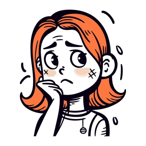 illustration of a sad woman with a sad expression on her face