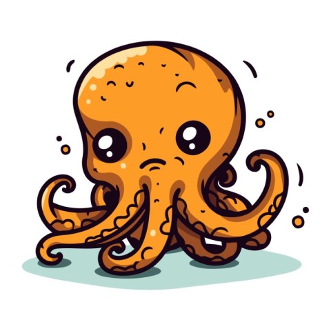 Cartoon octopus. Vector illustration. Isolated on white backgrou