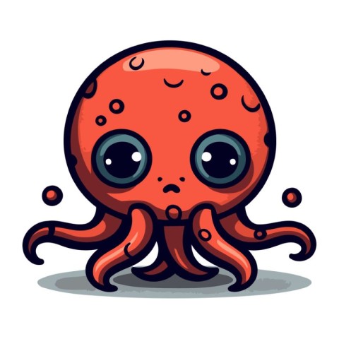 Cute cartoon octopus. Vector illustration isolated on white back