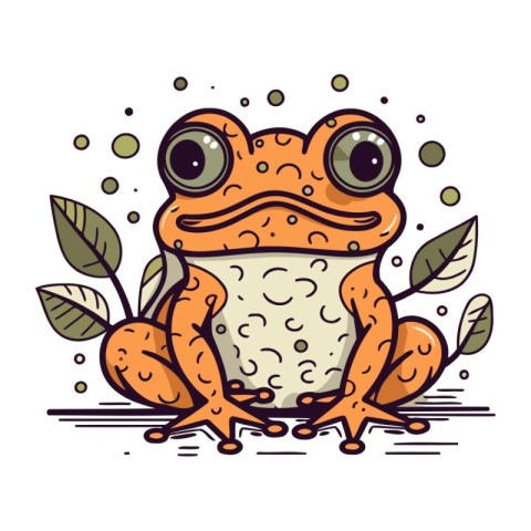 Cute cartoon frog. Vector illustration. Isolated on white backgr