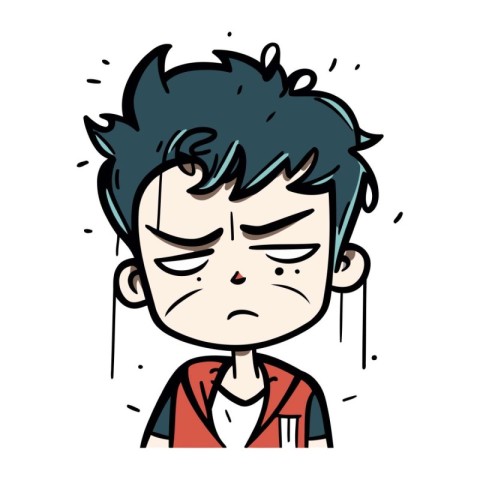 Angry boy cartoon character vector illustration. Emotion facial