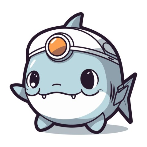 Cute shark cartoon vector illustration. Cute cartoon shark chara