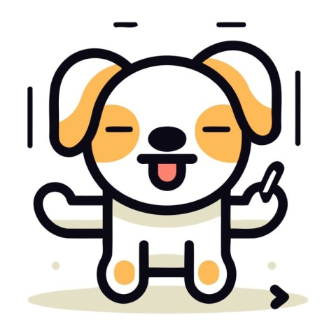 Cute dog vector illustration in flat design. Cute dog character.