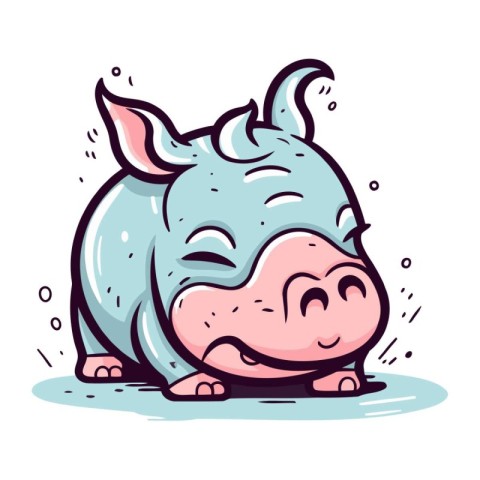 Cute hippo. Vector illustration. Cartoon style. Isolated on whit