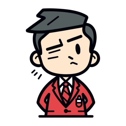 Illustration of a man in a red suit feeling sad and depressed