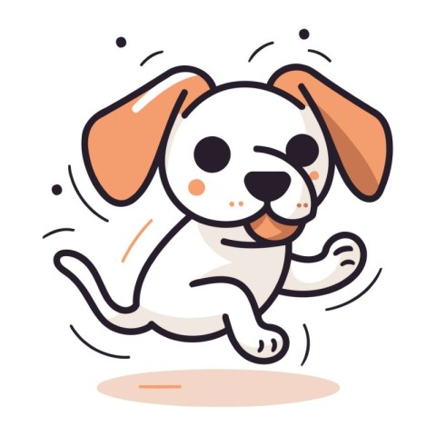 Cute cartoon dog jumping. Vector illustration of a cute dog jump