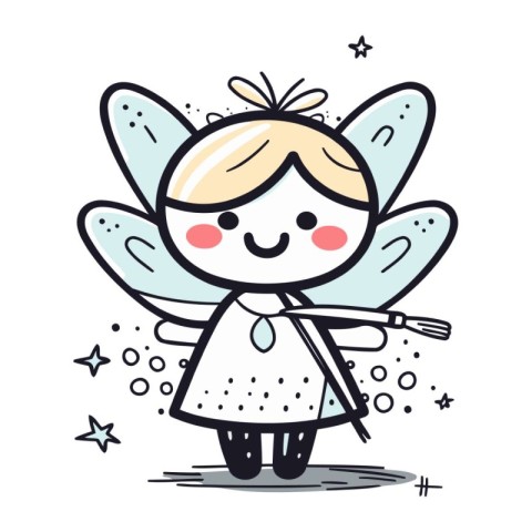 Cute little fairy. Vector illustration in doodle style.