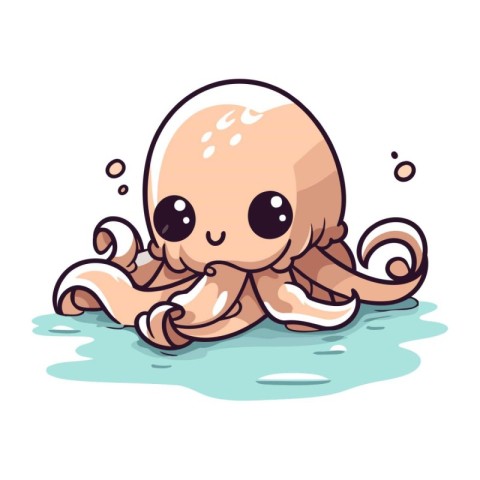 Cute cartoon octopus. Vector illustration isolated on white back